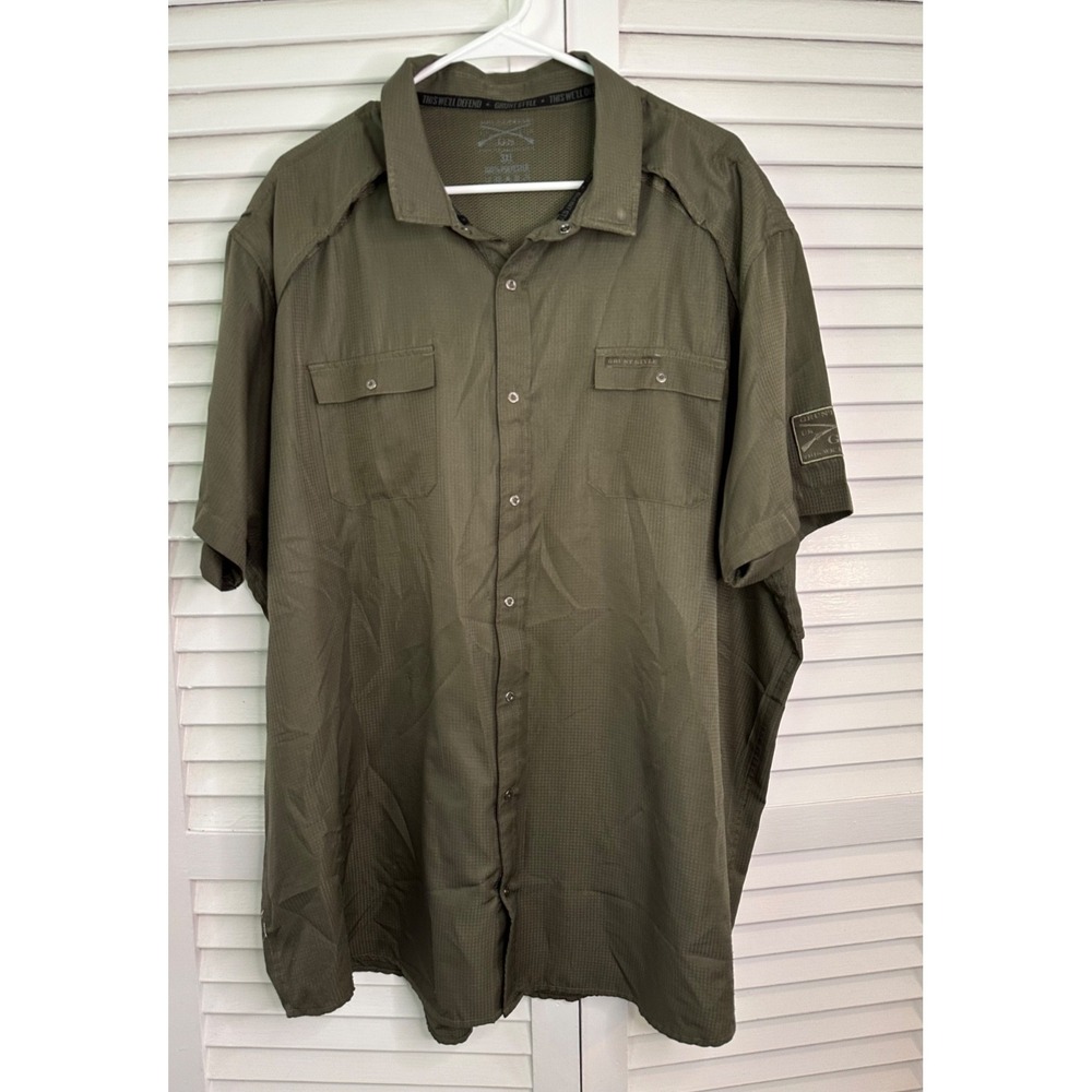 Grunt Style Size 3XL Olive Green Vented Short Sleeve Snap Close Active Shirt